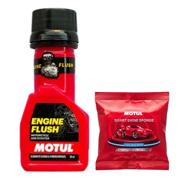 Engine Flush 50ml & Smart Shine Sponge Combo | Engine Cleaning & Exterior Shine Care Kit