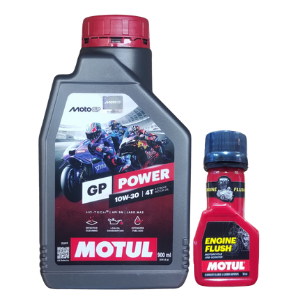 Motul Moto GP Power 10W30 900ml Synthetic Engine Oil + Engine Flush 50ml Combo