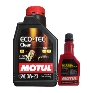 Motul ECO-Tech Clean 0W-20 1L Engine Oil With Diesel System Clean 200ml Combo | Fuel Economy & Emissions Reduction