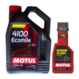 Motul 4100 Ecomile 10W40 3.5LTR Engine Oil With Engine Flush 250ml Combo – Fuel Economy & Engine Protection