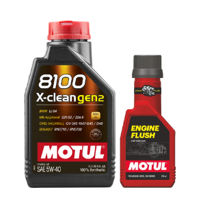 Motul 8100 X-Clean Gen2 5W40 (1Ltr) Fully Synthetic Engine Oil With 250ml Engine Flush Combo