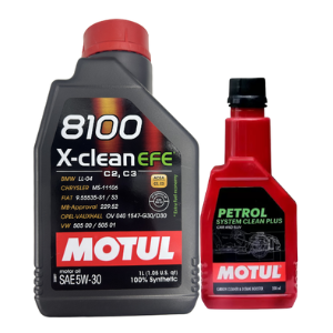 Motul 8100 X-Clean EFE 5W30 1LTR Engine Oil with Petrol System Clean 200ml Combo