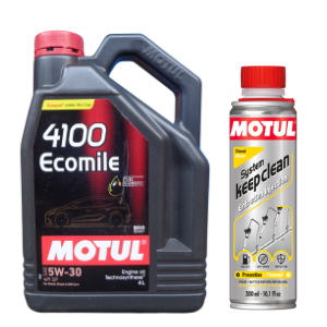 Motul 4100 Ecomile 5W30 Synthetic Engine Oil 4L With Diesel System Keep Clean  300ml Combo