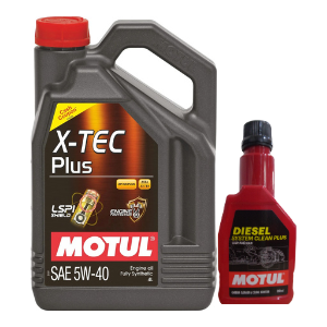 Motul X-Tech Plus 5W40 4L Engine Oil & Diesel System Clean 200ml Combo 100% Synthetic Protection for Petrol & Diesel Engines