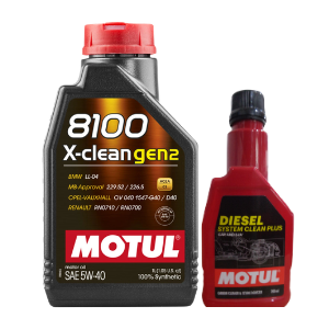 Motul 8100 X-Clean Gen2 5W40 1L Engine Oil With Diesel System Clean 200ml Combo