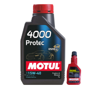 Motul 4000 PROTEC 15W-40 (1L) & Diesel System Cleaner 200ml Combo
