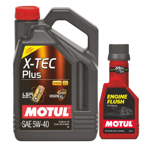 Motul X-Tech Plus 5W40 4LTR Engine Oil & 250ml Engine Flush Combo | 100% Synthetic | For Petrol & Diesel