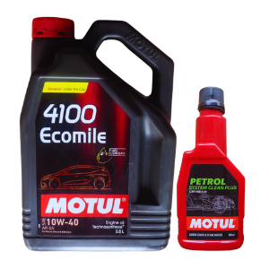 Motul 4100 Ecomile 10W40 3.5L Engine Oil With Petrol System Clean Plus 200ml Combo – Fuel Economy & Engine Protection