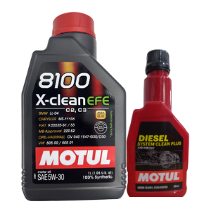 Motul 8100 X-Clean EFE 5W30 1LTR Engine Oil With Diesel System Clean 200ml Combo