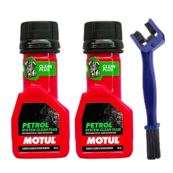 Motul Petrol System Clean 50ml Pack of 2 with Chain Cleaning Brush Combo | Fuel Injector Cleaner & Bike Maintenance Kit