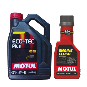 Motul Eco-Tech Plus 5W30 3LTR Fully Synthetic Engine Oil With Engine Flush 250ml Combo