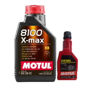 Motul 8100 X-max 0W-40 (1 Litre) Fully Synthetic Engine Oil With Diesel System Clean 200ml Combo