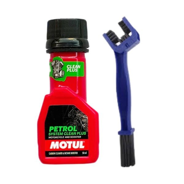 Motul Petrol System Clean 50ml with Chain Cleaning Brush Combo | Fuel Injector Cleaner & Bike Maintenance Kit