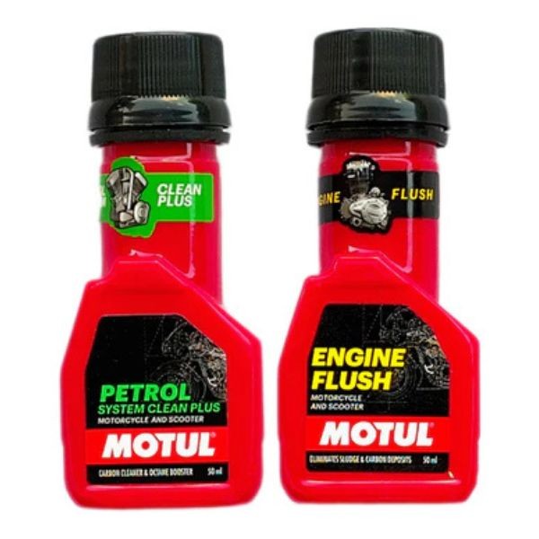 Motul Engine Flush 50ml + Petrol System Clean 50ml Combo | Complete Engine & Fuel System Cleaning Kit
