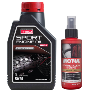 Motul Racing Development TRD Sport 5W-30 100% Synthetic Engine Oil (1L) With Leather Clean 100ml Combo
