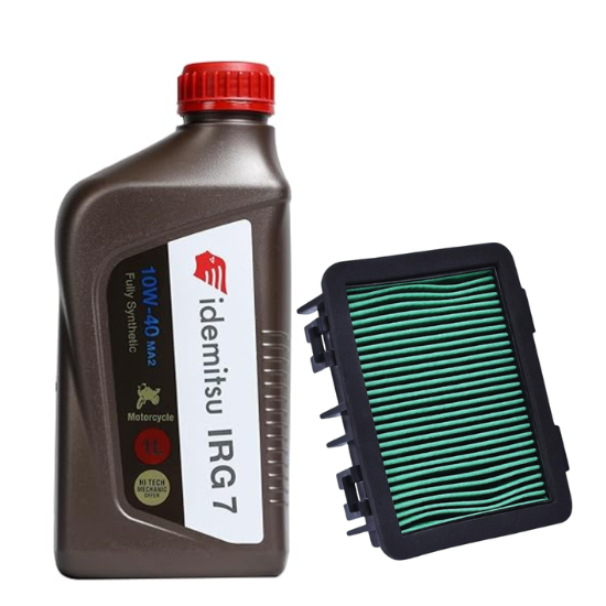 Idemitsu IRG7 10W-40 MA2 Fully Synthetic Petrol Engine oil (1L Bottle Pack of 1) With KTM 250cc / 300cc Air Filter Combo