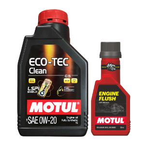 Motul Eco-Tech Clean 0W20 1Ltr Fully Synthetic Engine Oil with Motul Engine Flush 250ml Combo Pack