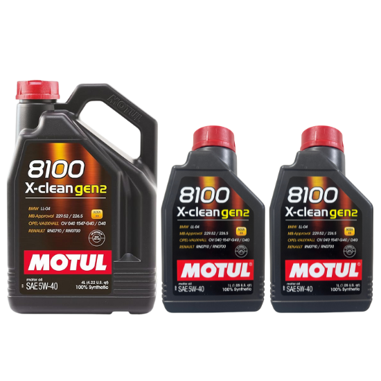 Motul 8100 X-clean gen2 5W-40 100% Synthetic Engine Oil - 4L + 1L Can 2 Nos. (6L Total)