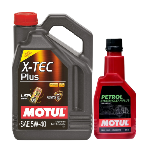 Motul X-Tech Plus 5W40 3.5LTR Fully Synthetic Engine Oil With Petrol System Clean 200ml Combo Fuel Efficiency & Engine Protection for Petrol Cars & SUVs