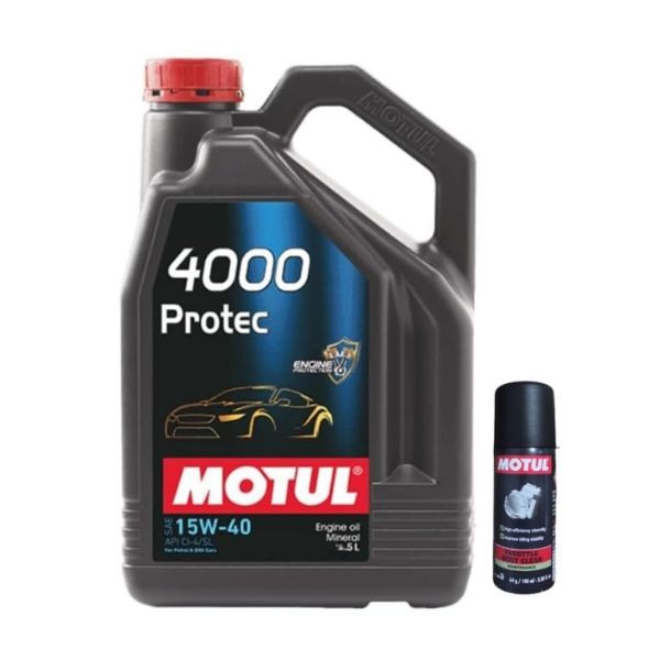 Motul 4000 Protec 15W40 5L Engine Oil with Throttle Body Clean 100ML