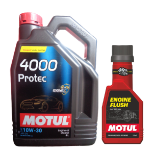 Motul 4000 Protec 10W30 4LTR Engine Oil With Engine Flush 250ml Combo Pack
