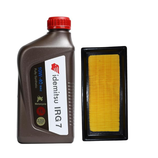 Idemitsu IRG7 10W-40 MA2 Fully Synthetic Petrol Engine oil (1L Bottle Pack of 1) With NS 200CC Air Filter  Combo