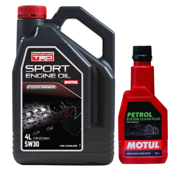 Motul Racing Development TRD Sport 5W-30 100% Synthetic Engine Oil (4L) With Petrol System Clean Pluse 200ml Combo
