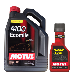 Motul 4100 Ecomile 5W30 5LTR Engine Oil With Engine Flush 250ml Combo – Fuel Economy & Engine Protection