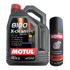 Motul 8100 X-Clean EFE 5W30 4Ltr Engine Oil With Throttle Body Clean 100ml Combo | Low SAPS, Fuel Economy for Petrol & Diesel (DPF Safe)