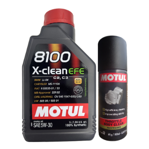 Motul 8100 X-Clean EFE 5W30 1LTR Fully Synthetic Engine Oil With Throttle Body Cleaner 100ml Combo