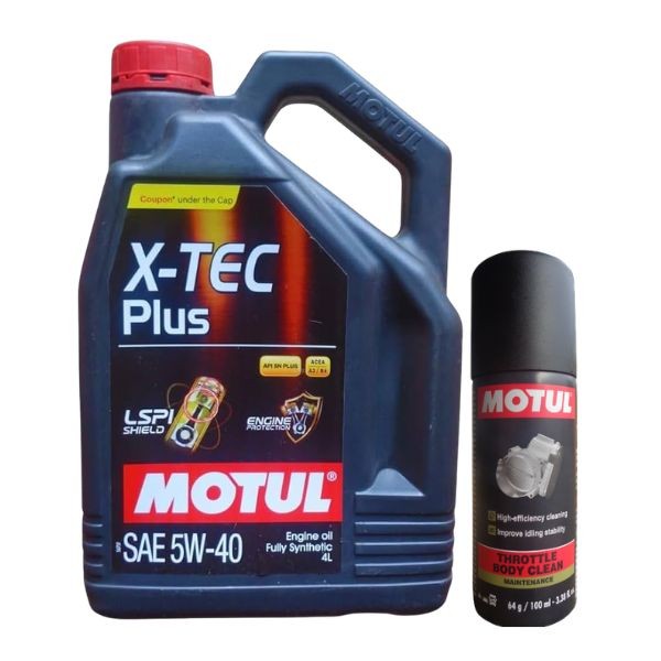 Motul X TEC Plus 5W40 4L with Throttle Body Clean 100ML Combo | Complete Engine Oil + Intake Cleaner Pack