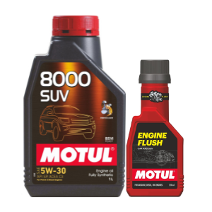 Motul 8000 SUV 5W-30 1LTR Semi-Synthetic Engine Oil With Engine Flush 250ml Combo | Enhances Engine Life & Performance for SUVs & Crossovers