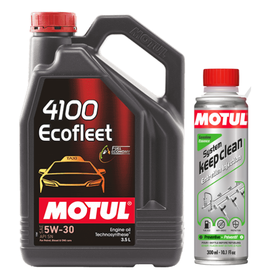 Motul 4100 Ecomile 5W30 Synthetic Engine Oil 3.5L With Petrol System Keep Clean Gasoline 300ml Combo