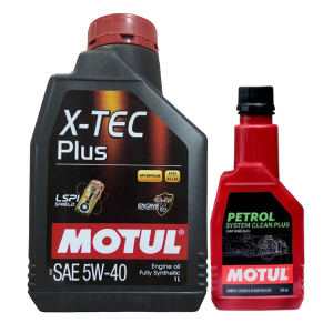 Motul X-Tech Plus 5W40 1LTR Fully Synthetic Engine Oil With Petrol System Clean 200ml Combo
