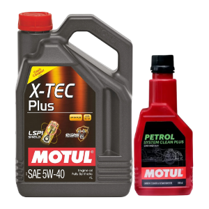 Motul X-Tech Plus 5W40 4LTR Fully Synthetic Engine Oil With Petrol System Clean 200ml Combo Fuel Efficiency & Engine Protection for Petrol Cars & SUVs