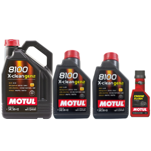 Motul 8100 X-clean gen2 5W-40 100% Synthetic Engine Oil - 4L + 1L Can 2 Nos. (6L Total)  Engine Clean Flush 250ml Combo