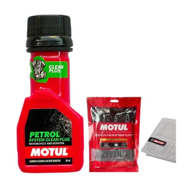 Motul Petrol System Clean 50ml with Microfiber Cloth Combo | Fuel Injector Cleaner & Car Cleaning Kit