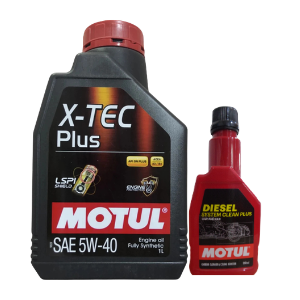 Motul X-Tech Plus 5W-40 1L Engine Oil With Diesel System Clean 200ml Combo | 100% Synthetic | ACEA C3 for DPF & Catalytic Converter Protection