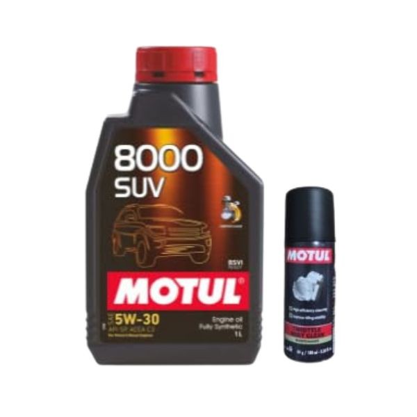 Motul 8000 SUV 5W30 Fully Synthetic Engine Oil 1L with Throttle Body Clean 100ML Combo