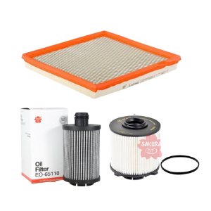 Sakura Filter Combo Kit for Chevrolet Cruze Type 2 Diesel (EO-65110, EF-65010, A-65440) | Oil, Fuel, Air Filter Set