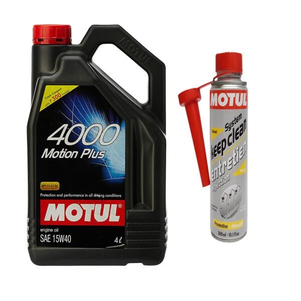 Motul 4000 15W40 4L and System Clean Combo